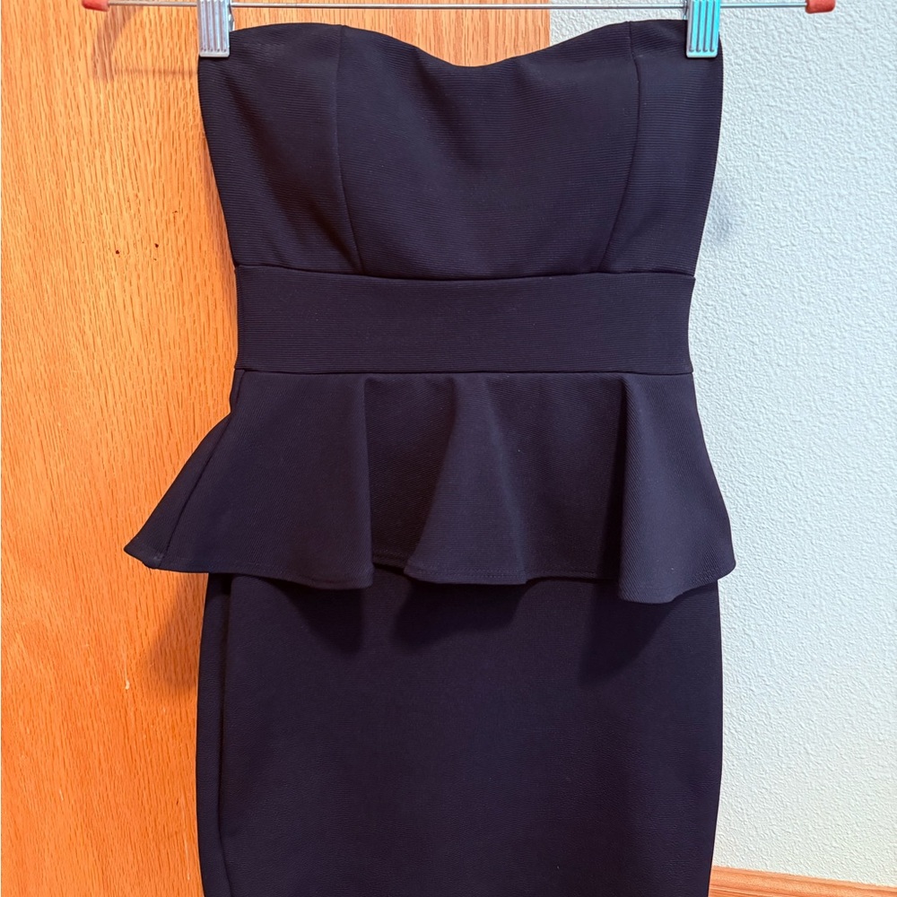 XS Black Strapless Mini Dress